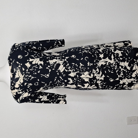 J.Crew Collection Black Ivory Preppy Lightweight Floral Knit Dress Size L - Picture 7 of 11
